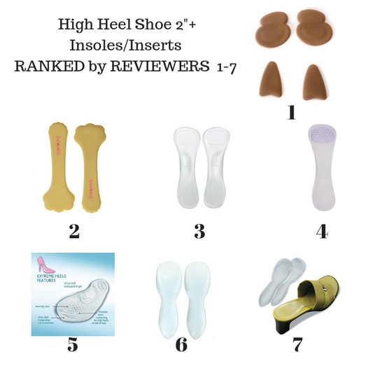 BEST #1 to WORST #7 Ranking of High Heel Shoe Inserts & Insoles brands - by customers